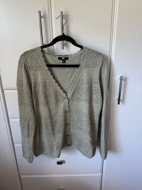 Frye Olive Scalloped V-Neck Button Cardigan